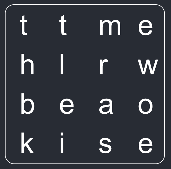 Example boggle
board